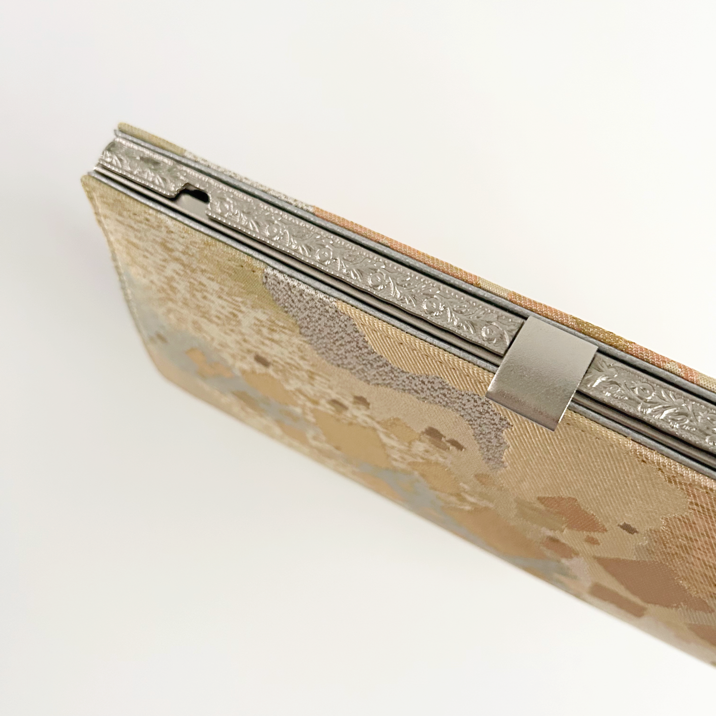 Vintage Gold Obi Kimono Fabric Clutch: Japanese Chain Evening Bag