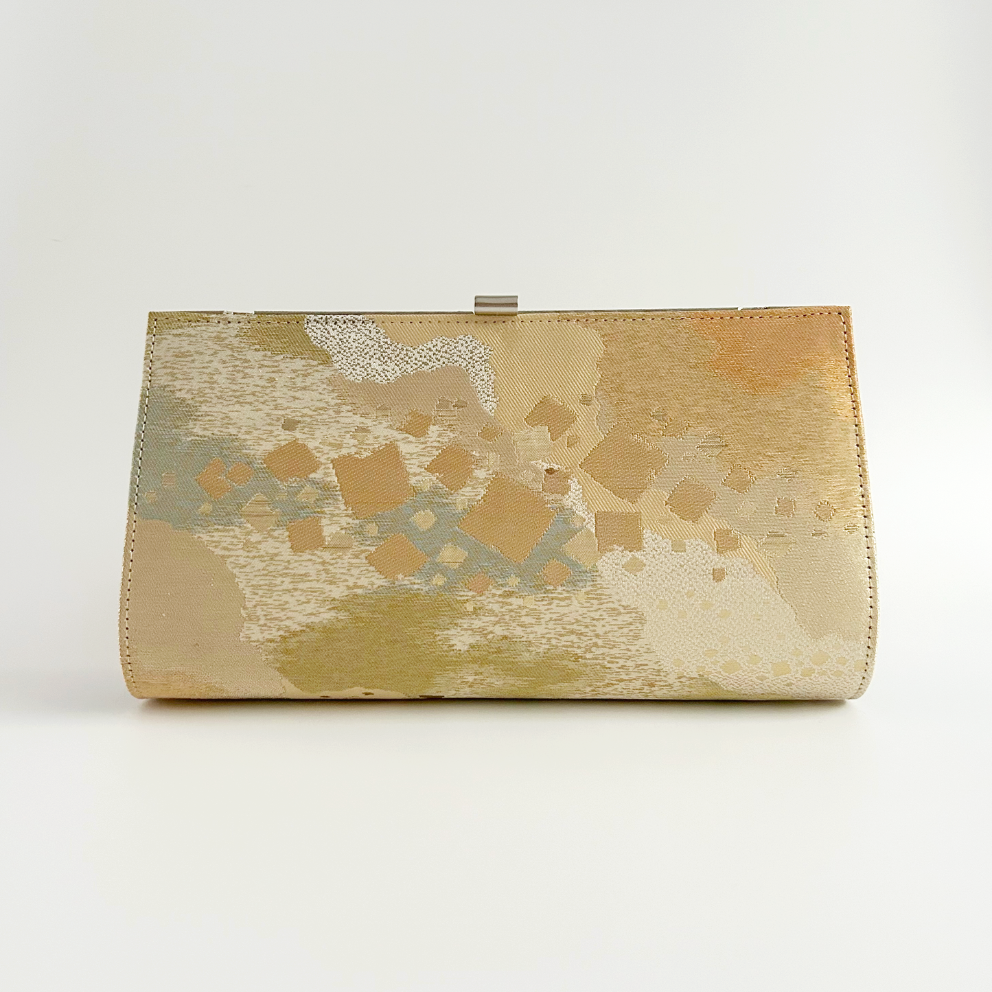 Vintage Gold Obi Kimono Fabric Clutch: Japanese Chain Evening Bag