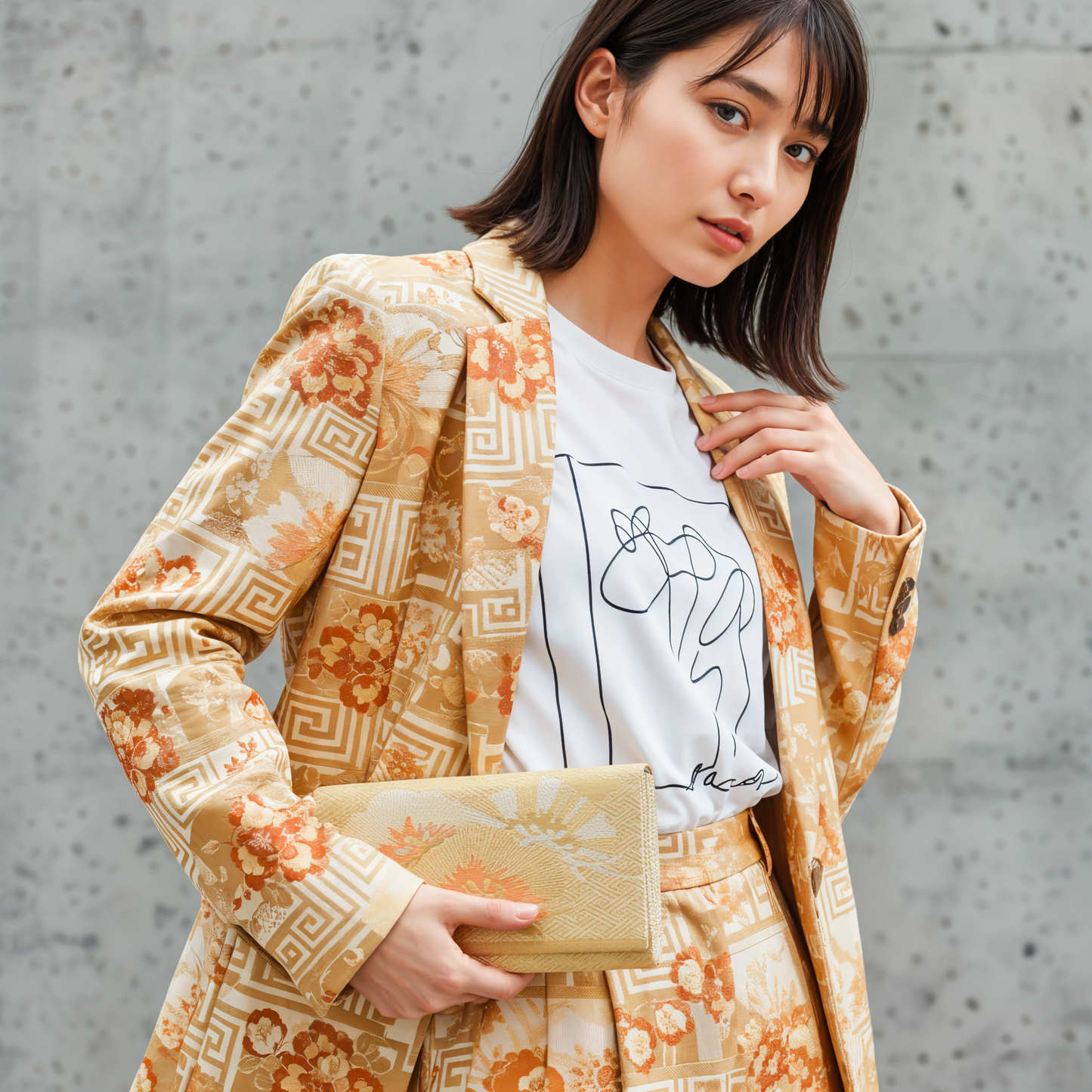 Gold and Dust Orange Brocade Beloved Japanese Clutch