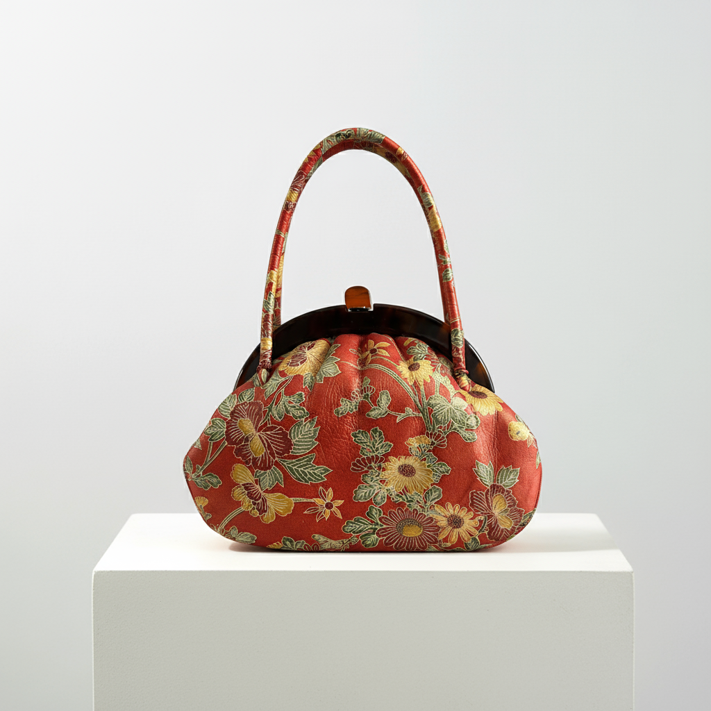 Vintage Mid-century Floral Purse with Resin Clasp