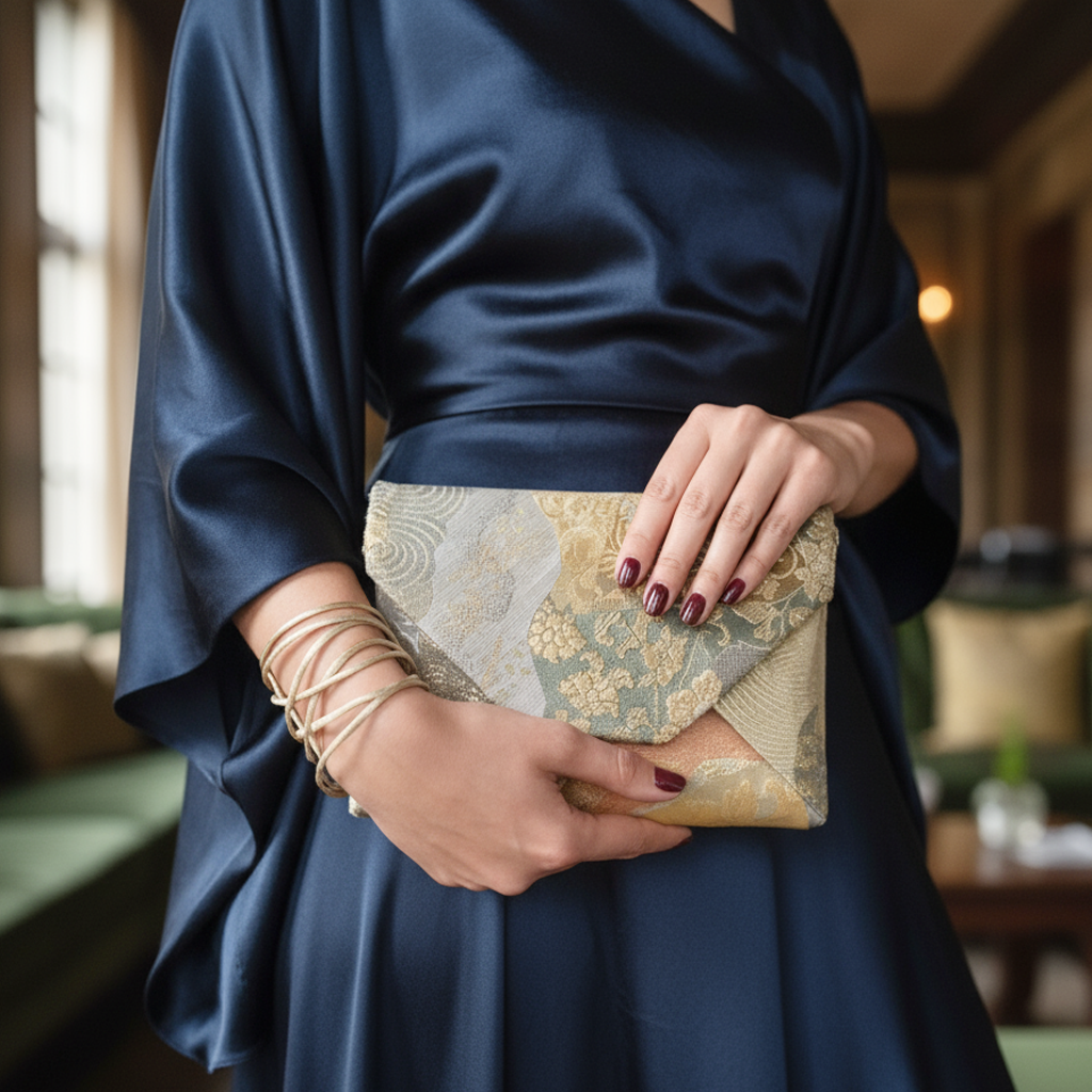Japanese Clutch, Vintage Kimono Obi Envelope Bag, Formal Wedding Handbag