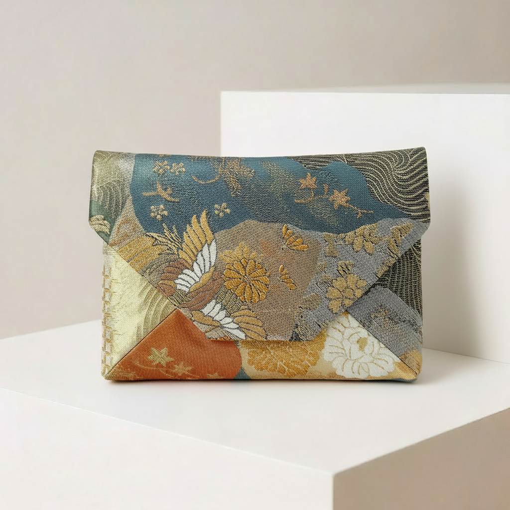 Japanese Clutch, Vintage Kimono Obi Envelope Bag, Formal Wedding Handbag