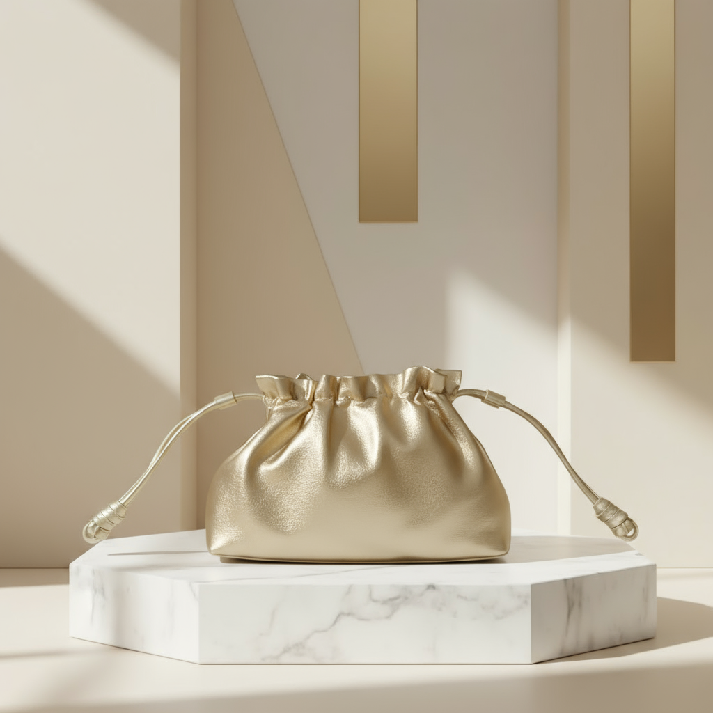 Reversible Kinchaku Bag: Japanese Cotton & Nappa Leather Clutch