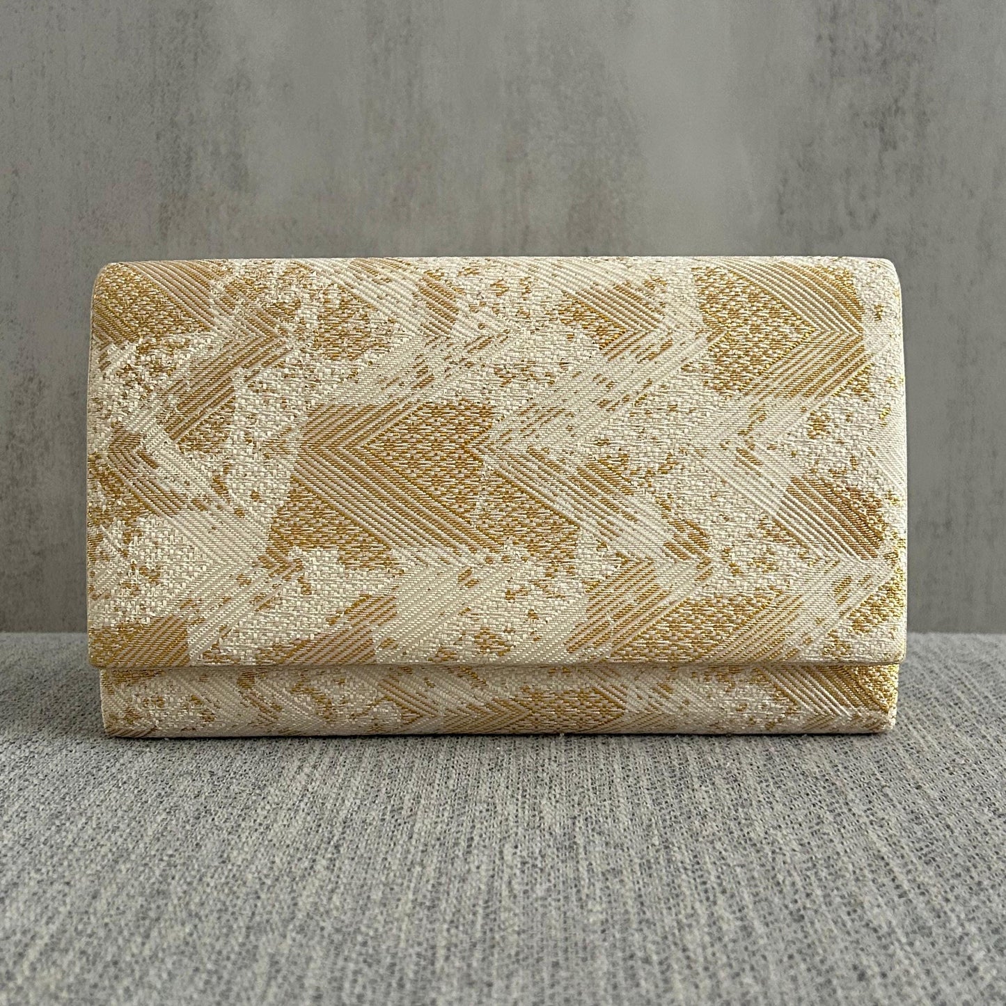Ivory & Gold Geometric Evening Bag with Chain Strap