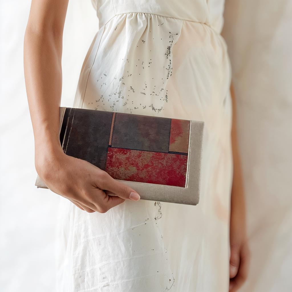 Earthy Red and Purple Blue Authentic Vintage Japanese Clutch Bag