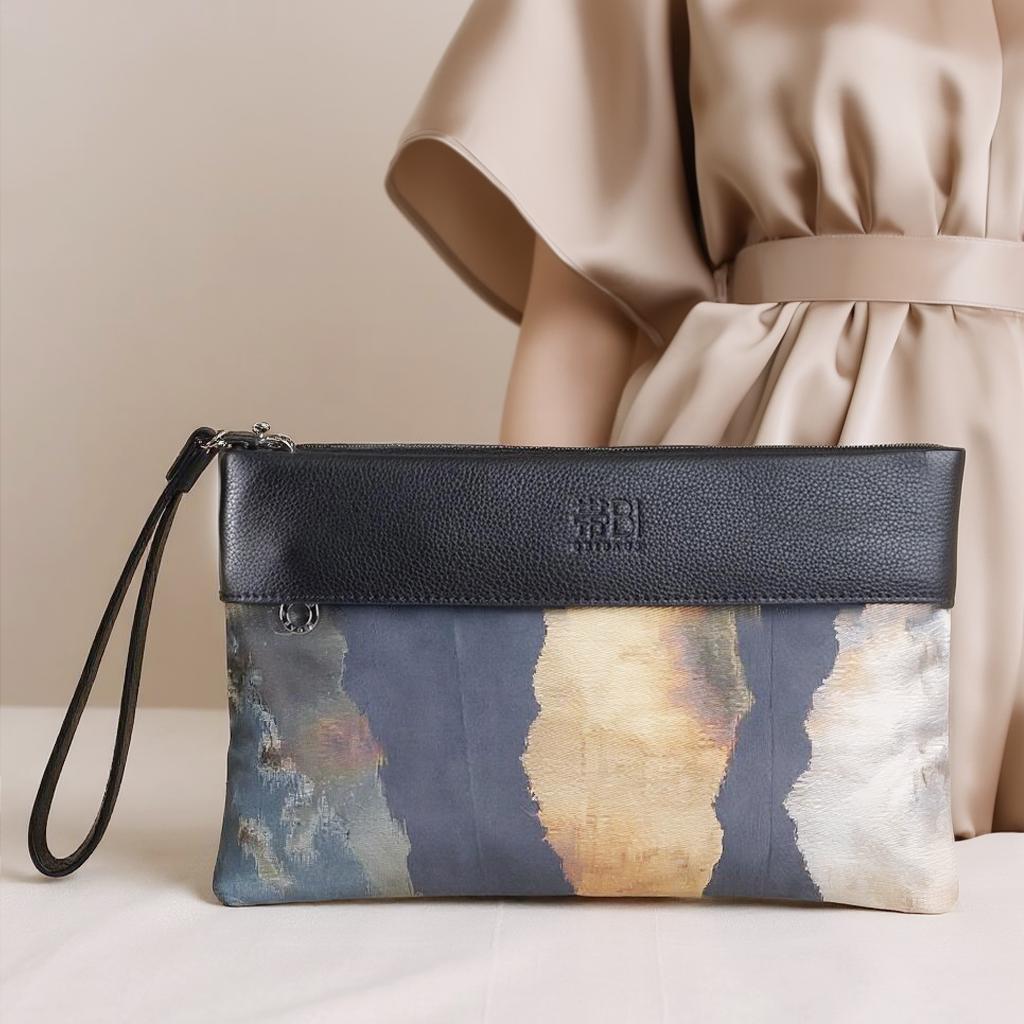 Vintage Obi & Leather Clutch Bag – One-of-a-Kind Handmade Evening Purse