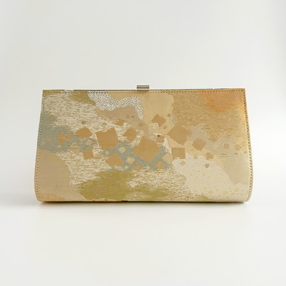 Vintage Gold Obi Kimono Fabric Clutch: Japanese Chain Evening Bag