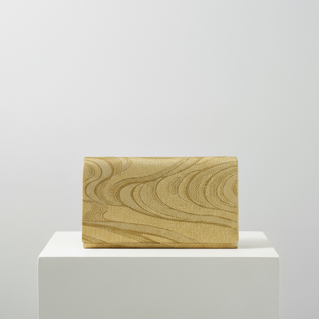 Genuine Vintage Japanese Clutch Bag with Elegant Wave Pattern