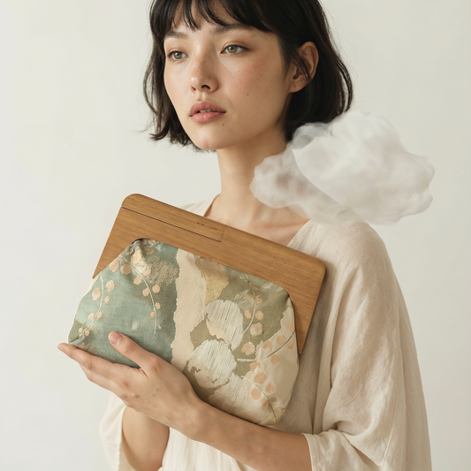 La Kōbako 02 – Wooden Frame Clutch Crafted from Vintage Japanese Kimono Obi Silk