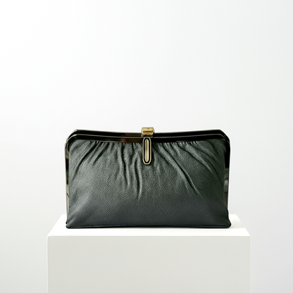 Beloved Vintage Japanese Charcoal Leather Clutch