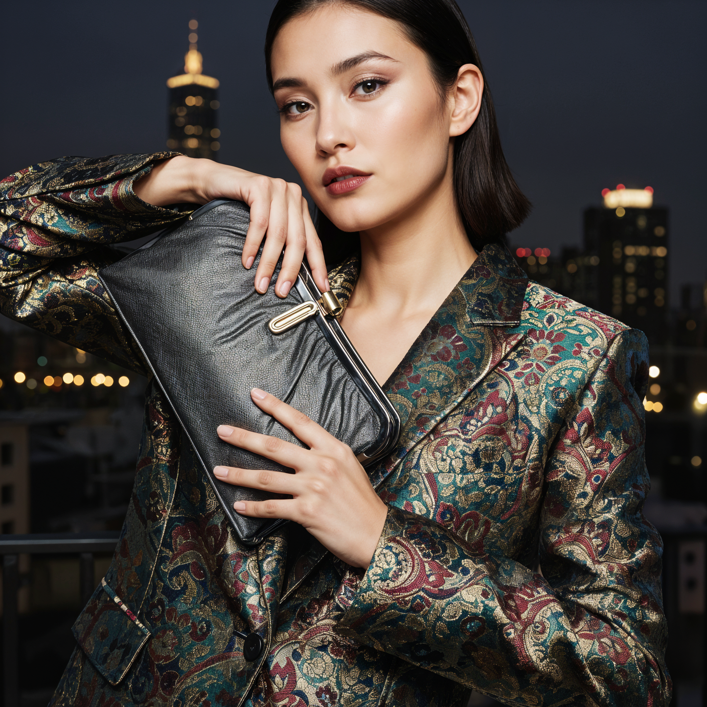 Beloved Vintage Japanese Charcoal Leather Clutch