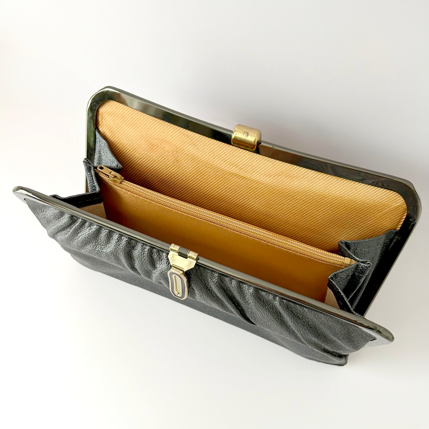 Beloved Vintage Japanese Charcoal Leather Clutch