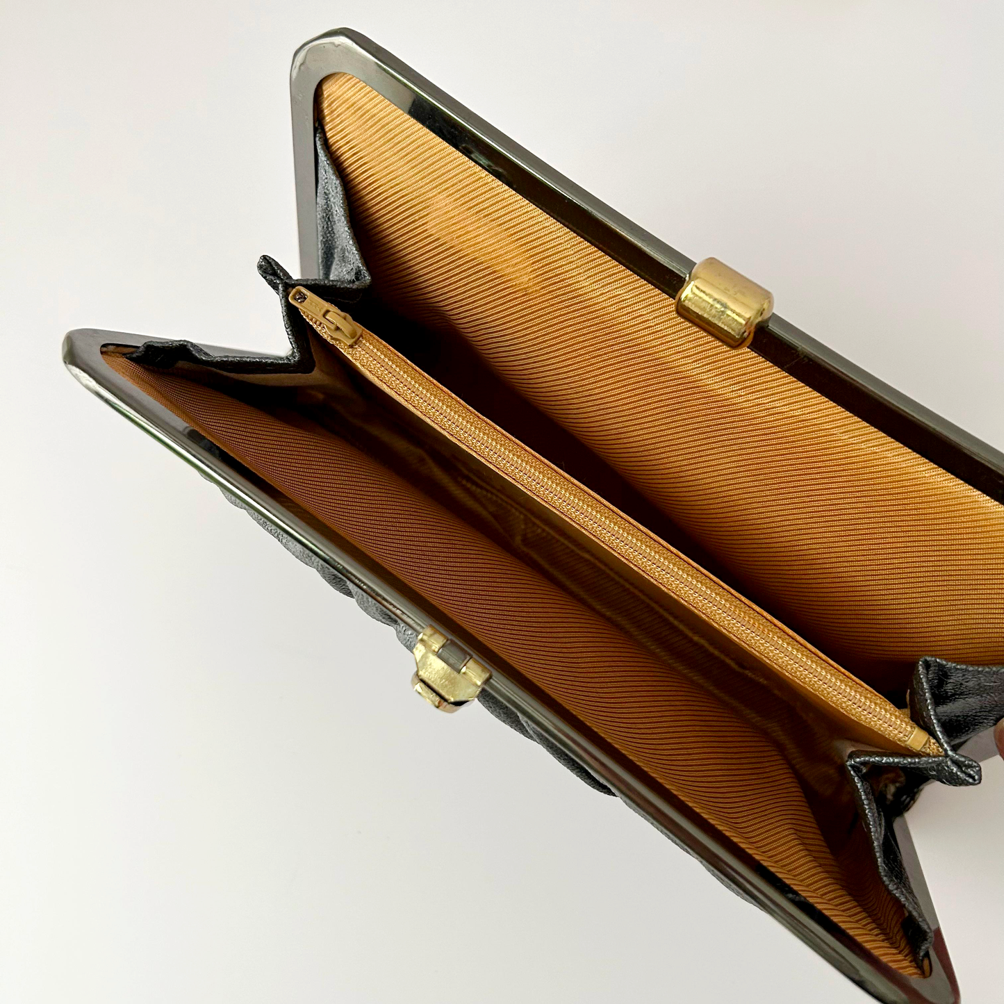 Beloved Vintage Japanese Charcoal Leather Clutch