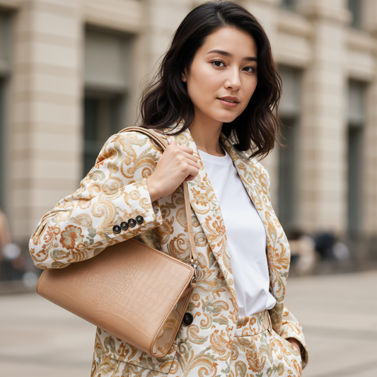 Leather and Obi Japanese Fusion Clutch Bag