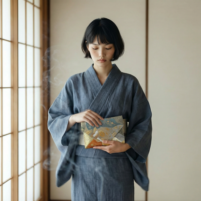 Vintage Japanese Sukiya Bukuro Pouch – Kimono Silk Obi Fabric Evening Bag