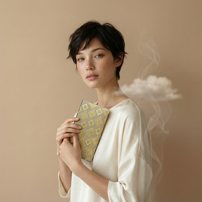 Gold Diamond Pattern Vintage Japanese Brocade Clutch Bag