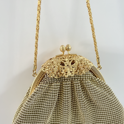 Vintage Gold Mesh Clutch – Elegant Tokyo Find