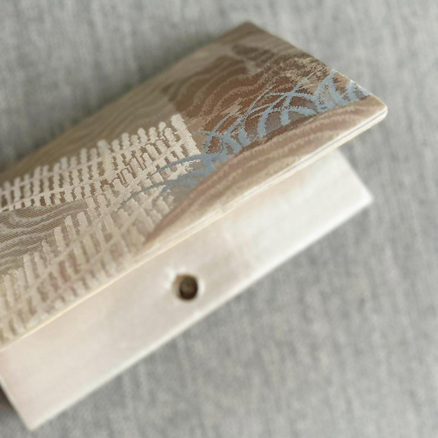 Vintage Japanese Clutch Bag – Elegant Evening Purse with Ivory Wave Embroidery