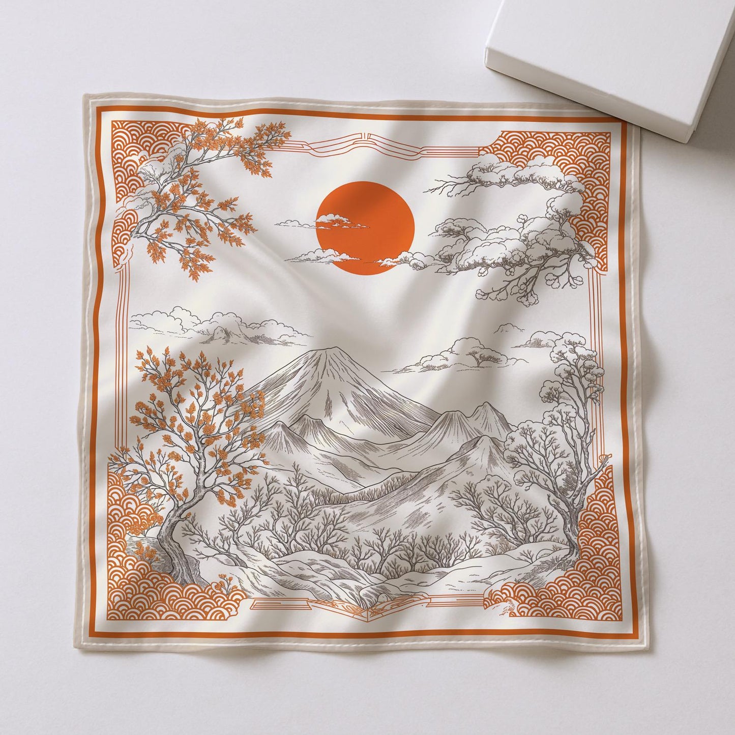 Mount Fuji Silk Scarf – Cotton-Silk Blend, Symbolic Gift of Serenity & Strength