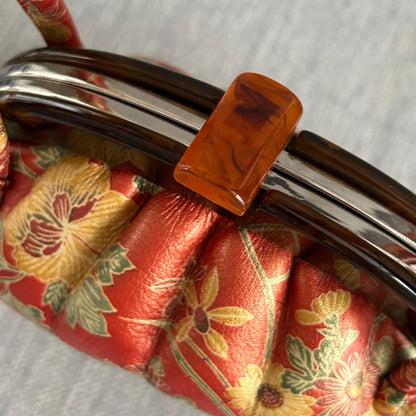 Vintage Mid-century Floral Purse with Resin Clasp