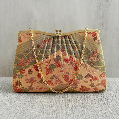 Vintage Japanese Brocade Clutch with Gold Chain Strap