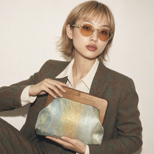 La Kōbako 01 | Vintage Obi Clutch, Wooden Frame