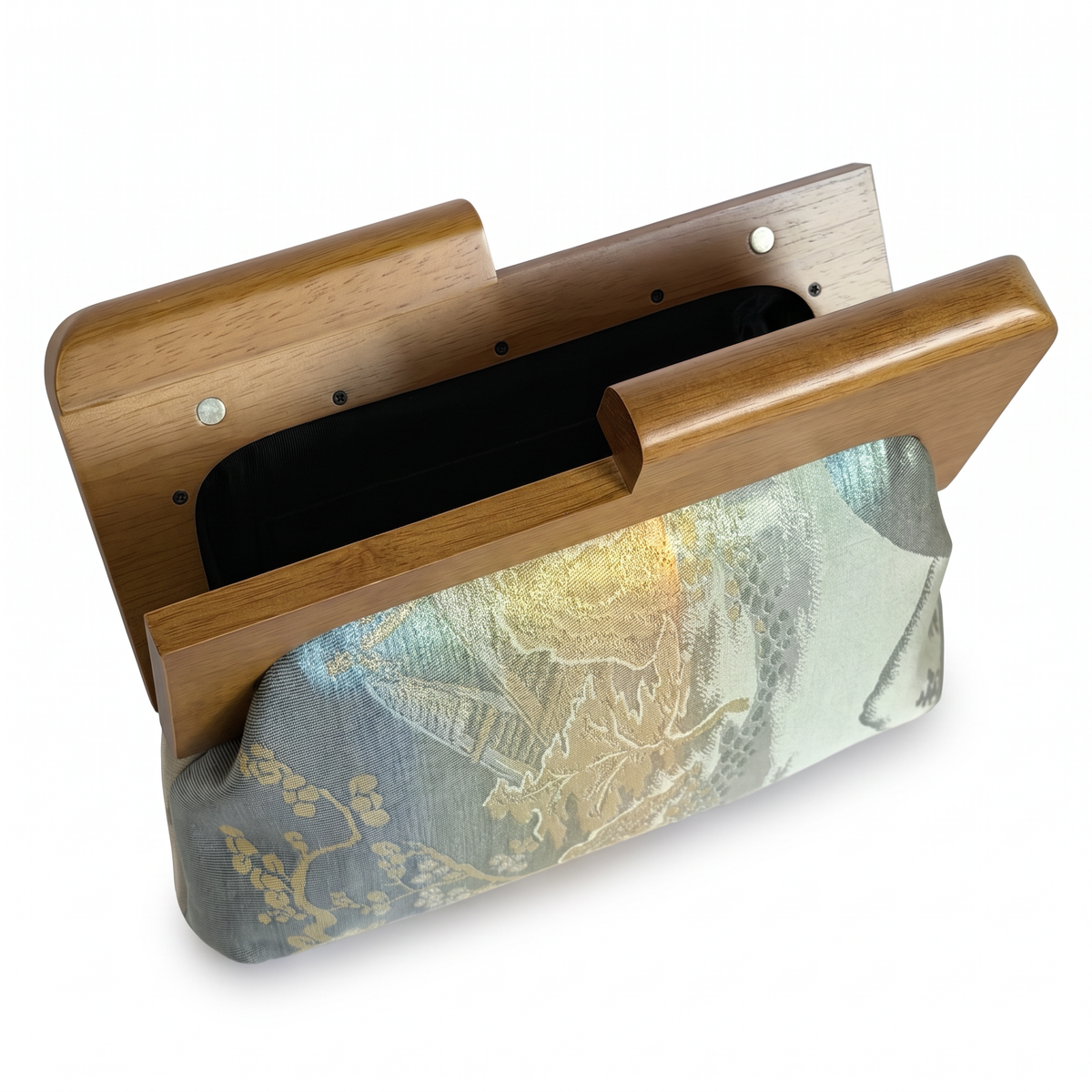 La Kōbako 01 | Vintage Obi Clutch, Wooden Frame
