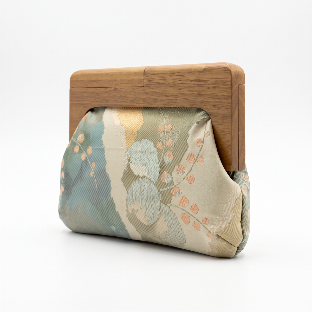 La Kōbako 02 | Vintage Obi Clutch, Sage Green Floral