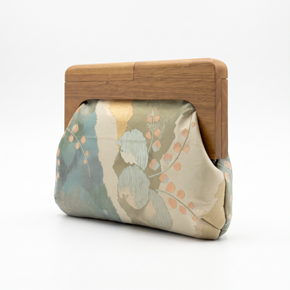 La Kōbako 02 | Vintage Obi Clutch, Sage Green Floral