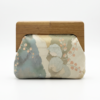 La Kōbako 02 | Vintage Obi Clutch, Sage Green Floral