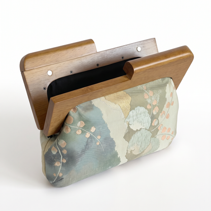 La Kōbako 02 | Vintage Obi Clutch, Sage Green Floral